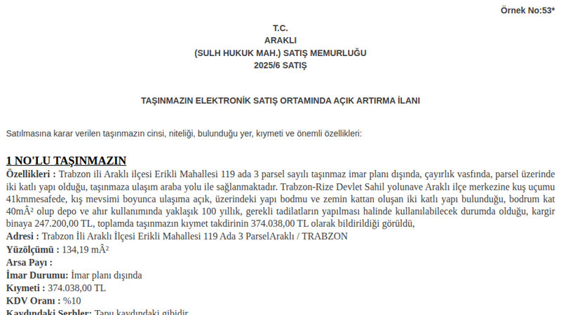 Arsa/Arazi - TRABZON ARAKLI - 40 m²