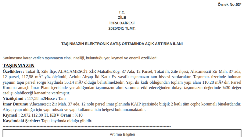 Konut - TOKAT ZİLE - 117,58 m²