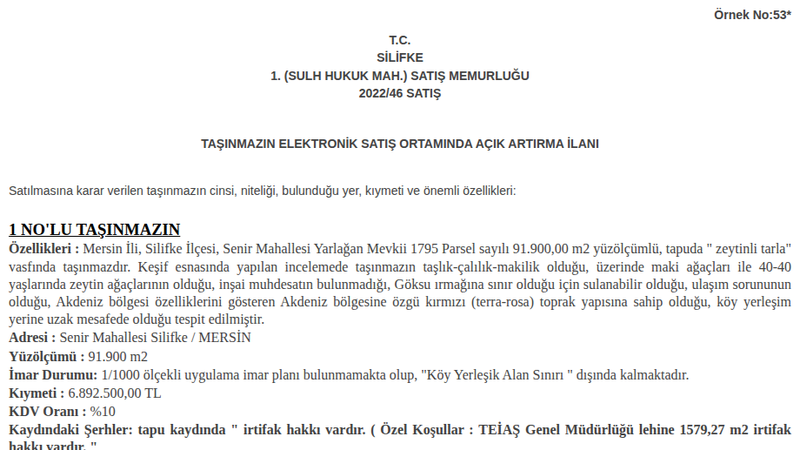 Arsa/Arazi - MERSİN SİLİFKE - 900 m²