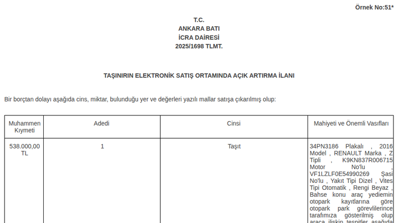 Otomobil - ANKARA ETİMESGUT