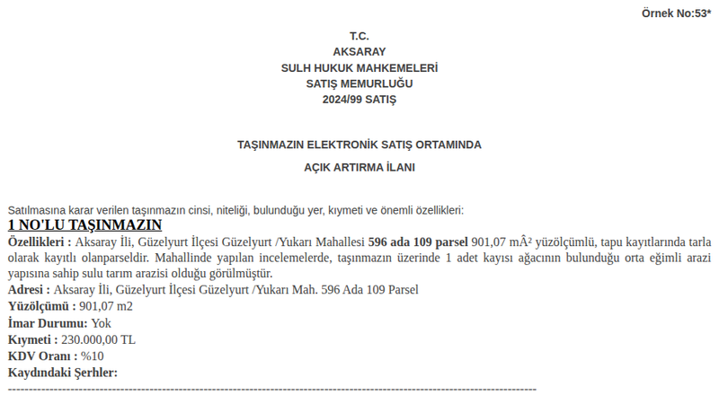 Arsa/Arazi - AKSARAY GÜZELYURT - 901,07 m²
