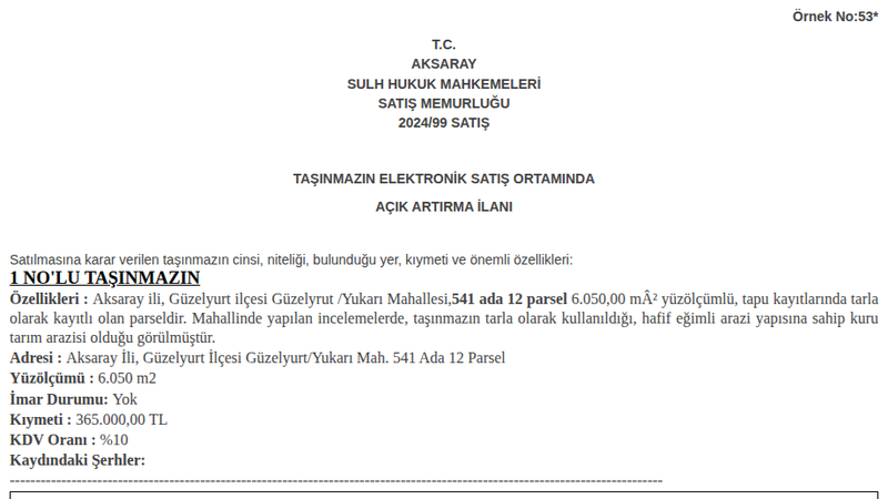Arsa/Arazi - AKSARAY GÜZELYURT - 50 m²