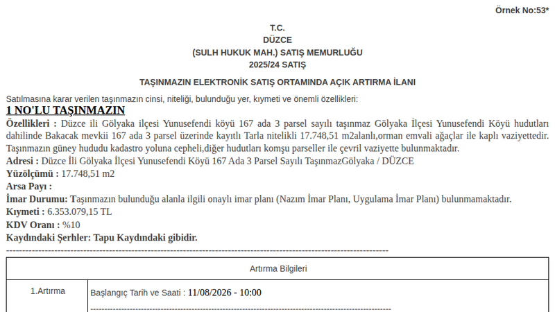 Arsa/Arazi - DÜZCE GÖLYAKA - 748,51 m²