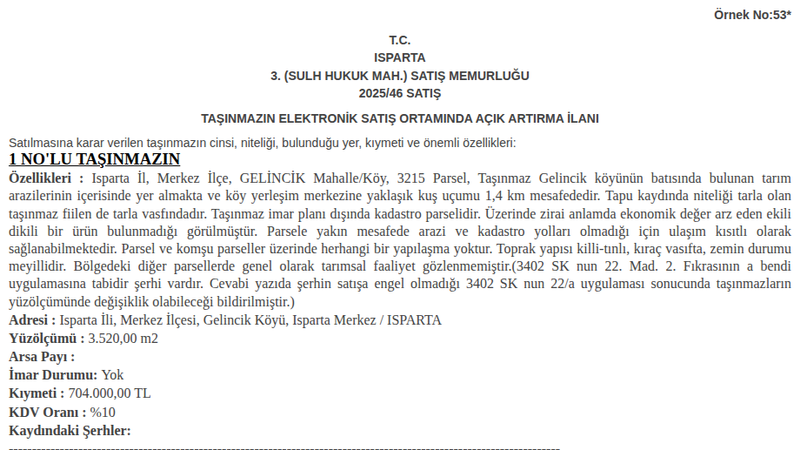 Arsa/Arazi - ISPARTA MERKEZ - 520 m²