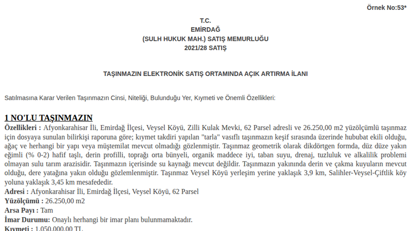 Satılık Tarla - Afyonkarahisar Emirdağ