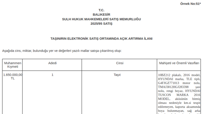 Satılık Hyundai TLE 2016 - Balıkesir