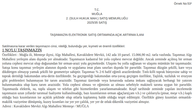 Arsa/Arazi - MUĞLA MENTEŞE - 66,90 m²