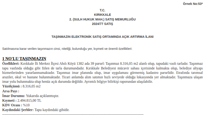Arsa/Arazi - KIRIKKALE MERKEZ - 316,05 m²
