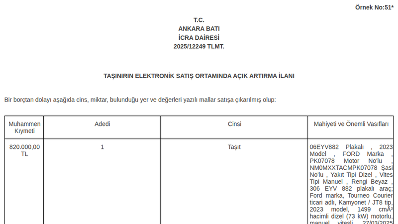 Ticari Araç - ANKARA ETİMESGUT