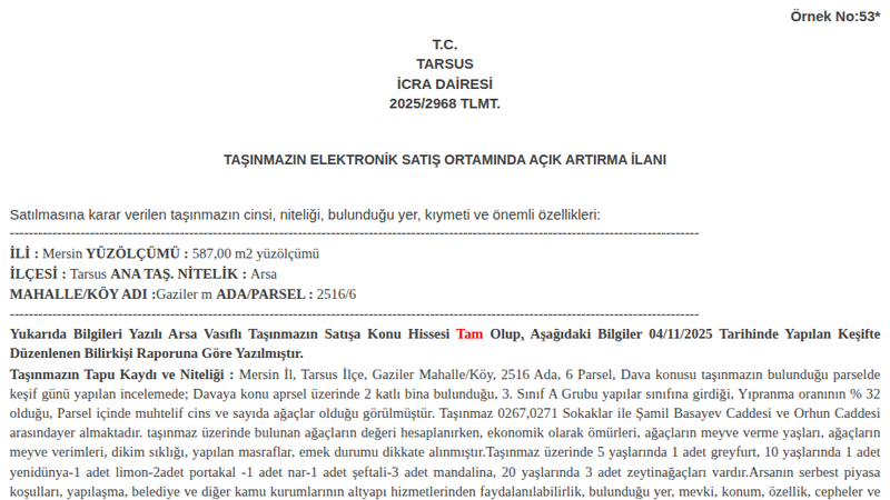 Satılık Arsa/Arazi - Mersin Tarsus