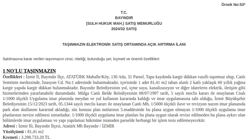İşyeri - İZMİR BAYINDIR - 81,41 m²