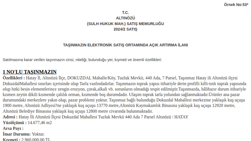 Arsa/Arazi - HATAY ALTINÖZÜ - 677,46 m²