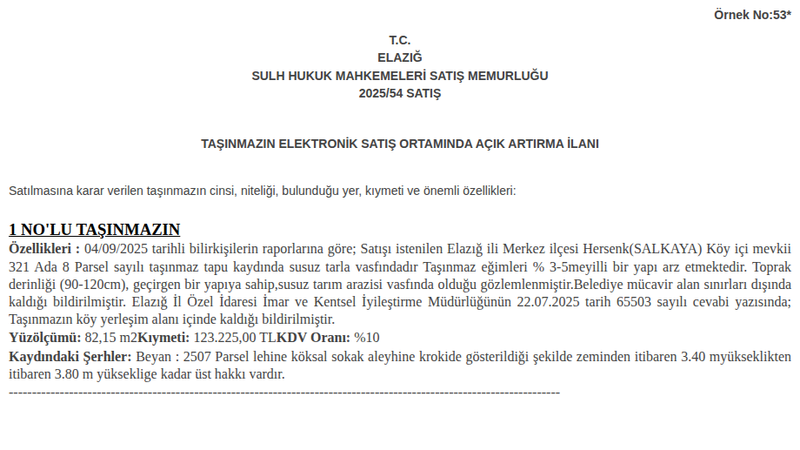 Arsa/Arazi - ELAZIĞ MERKEZ - 82,15 m²