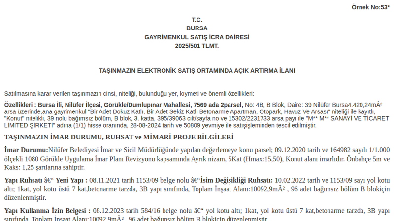 Konut - BURSA NİLÜFER - 420,24 m²