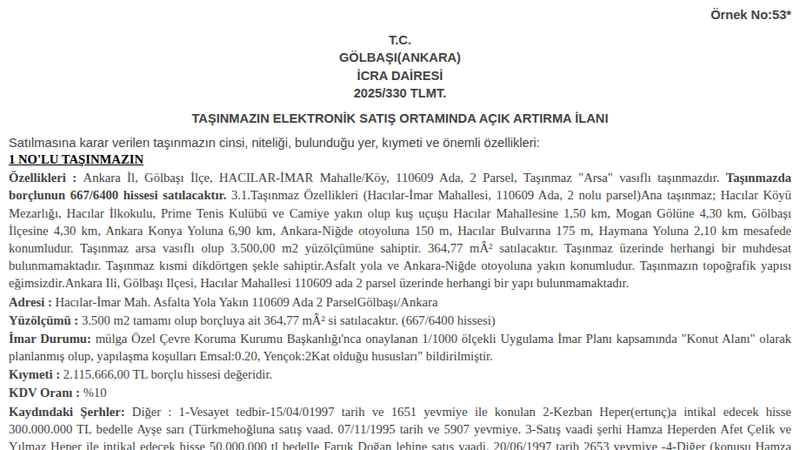 Arsa/Arazi - ANKARA GÖLBAŞI - 500 m²