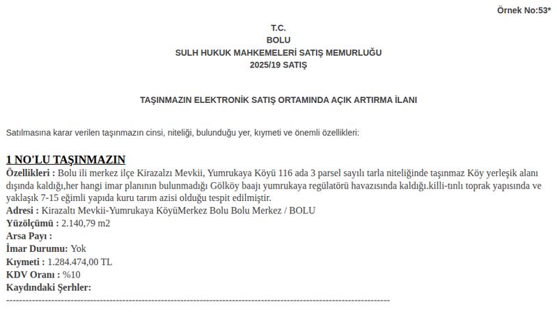 Arsa/Arazi - BOLU MERKEZ - 140,79 m²