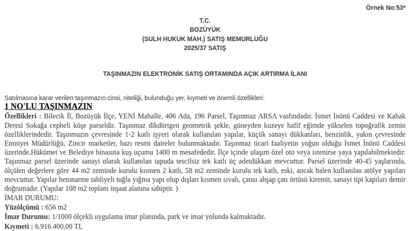 Konut - BİLECİK BOZÜYÜK - 44 m²