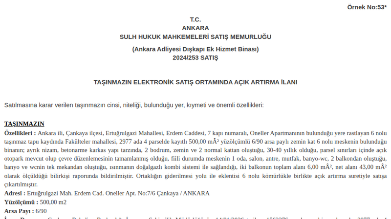 Arsa/Arazi - ANKARA ÇANKAYA - 500 m²