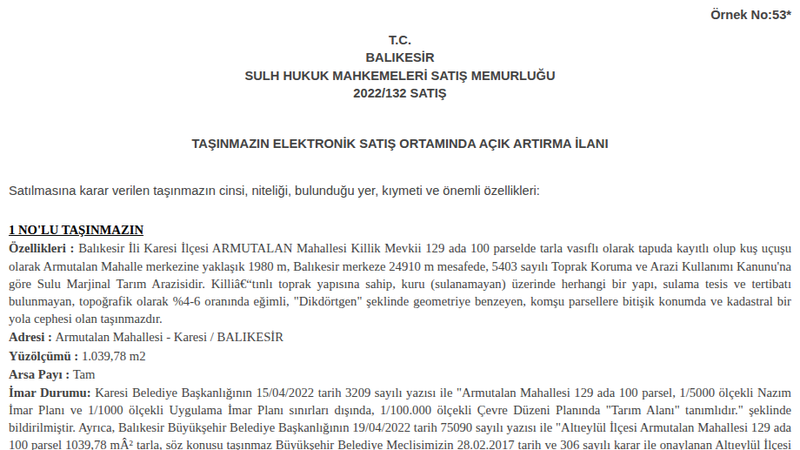 Satılık Tarla - Balıkesir Karesi