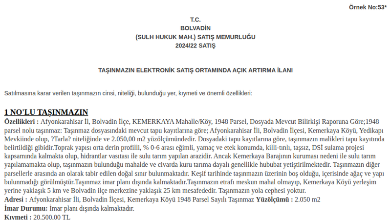Arsa/Arazi - AFYONKARAHİSAR BOLVADİN - 50 m²