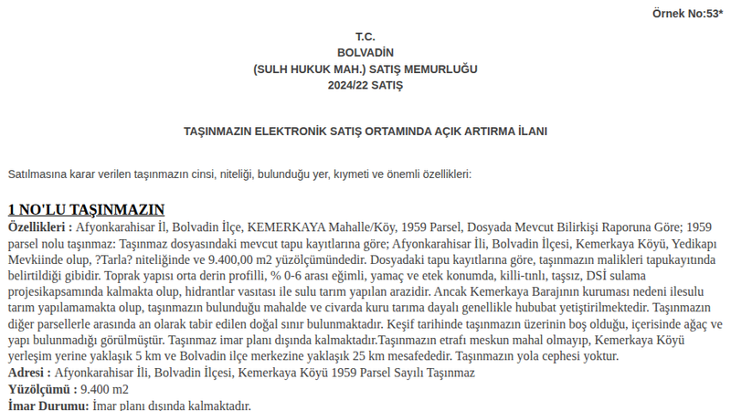 Arsa/Arazi - AFYONKARAHİSAR BOLVADİN - 400 m²