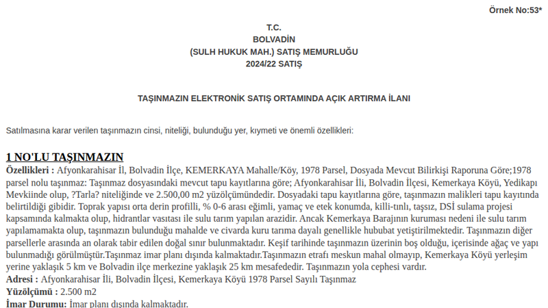 Arsa/Arazi - AFYONKARAHİSAR BOLVADİN - 500 m²