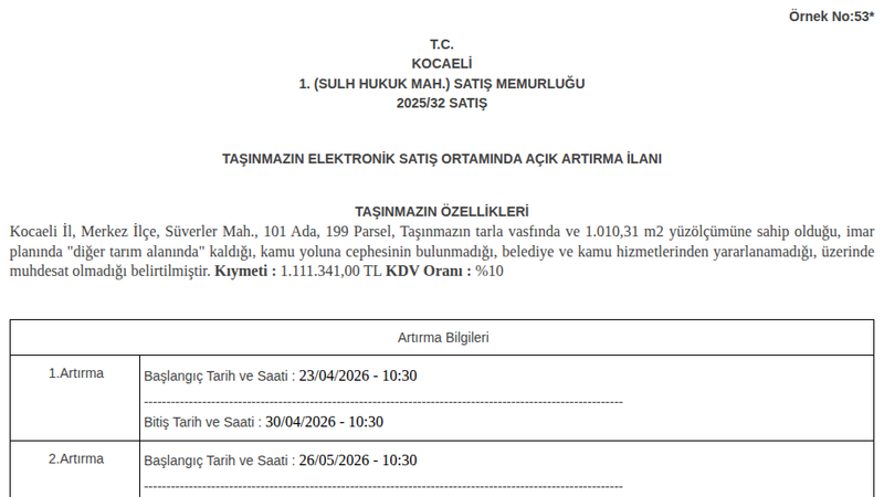 Arsa/Arazi - KOCAELİ MERKEZ - 10,31 m²