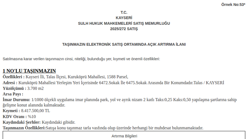 Konut - KAYSERİ TALAS