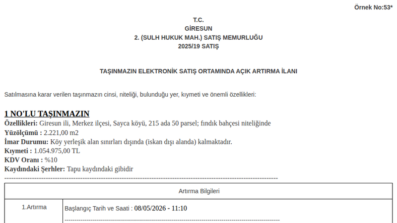 Arsa/Arazi - GİRESUN MERKEZ - 221 m²
