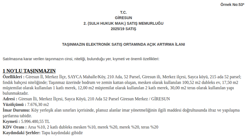Konut - GİRESUN MERKEZ - 100,52 m²