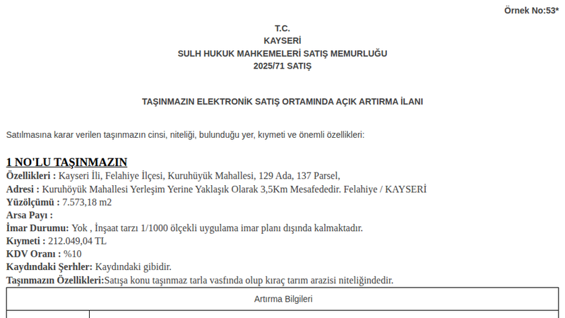 Arsa/Arazi - KAYSERİ FELAHİYE - 573,18 m²