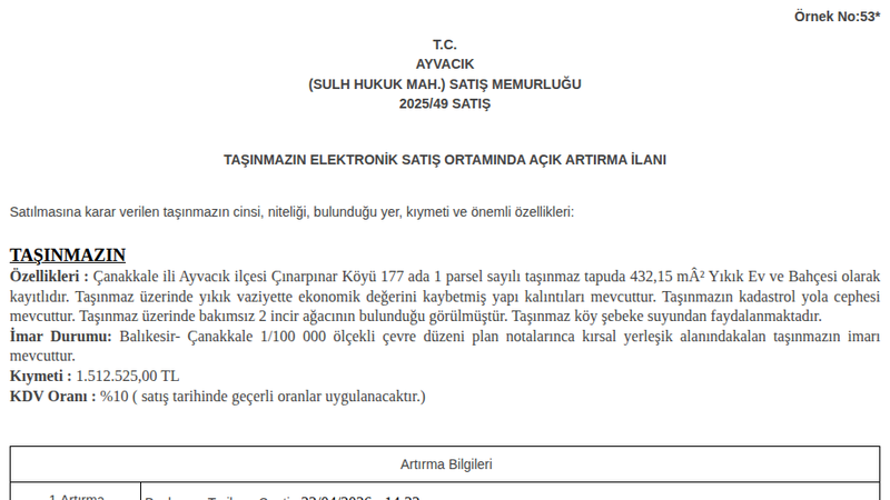 Konut - ÇANAKKALE AYVACIK - 432,15 m²