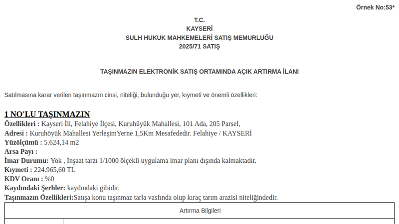 Arsa/Arazi - KAYSERİ FELAHİYE - 624,14 m²