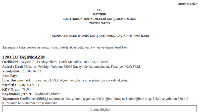 Arsa/Arazi - KAYSERİ FELAHİYE - 109,16 m²