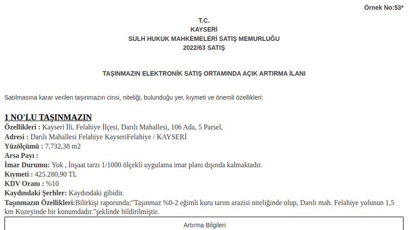 Arsa/Arazi - KAYSERİ FELAHİYE - 732,38 m²