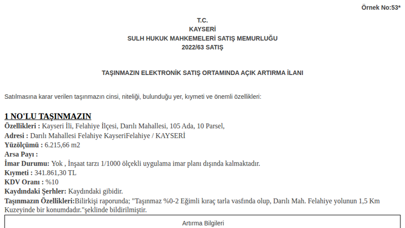 Arsa/Arazi - KAYSERİ FELAHİYE - 215,66 m²
