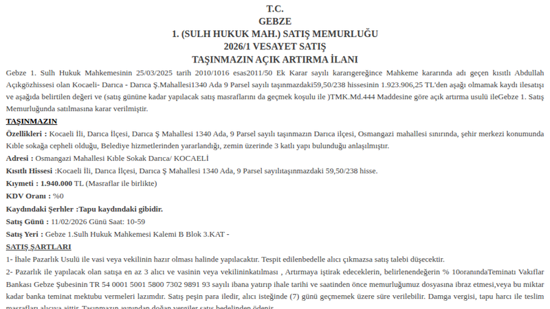 Konut - KOCAELİ DARICA
