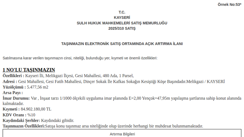 Konut - KAYSERİ MELİKGAZİ - 477,56 m²