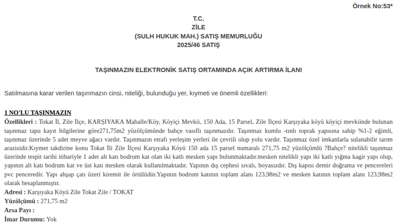 Satılık Konut - Tokat Zile