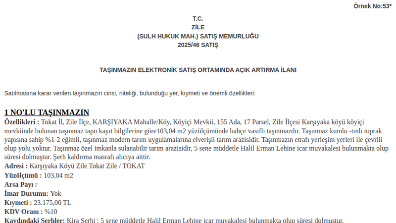 Satılık Arsa/Arazi - Tokat Zile