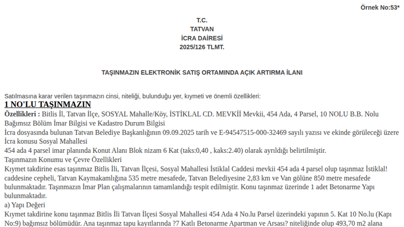 Satılık Konut - Bitlis Tatvan