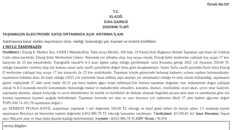 Arsa/Arazi - ELAZIĞ MERKEZ