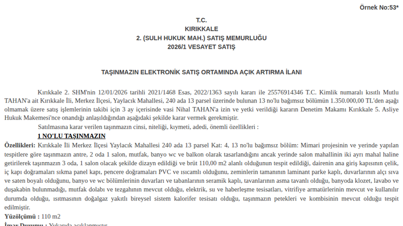 Konut - KIRIKKALE MERKEZ - 110 m²
