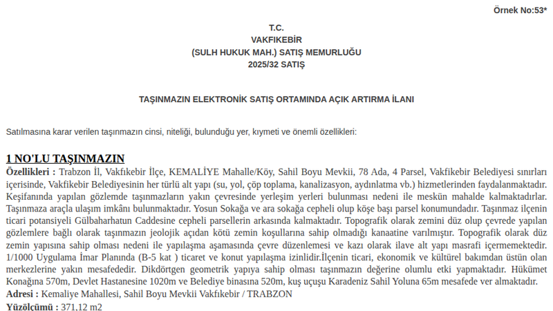 Konut - TRABZON VAKFIKEBİR - 371,12 m²
