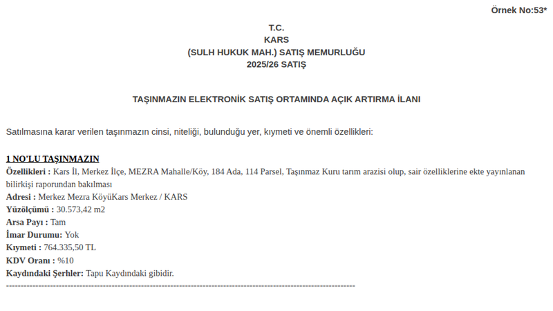 Arsa/Arazi - KARS MERKEZ - 573,42 m²