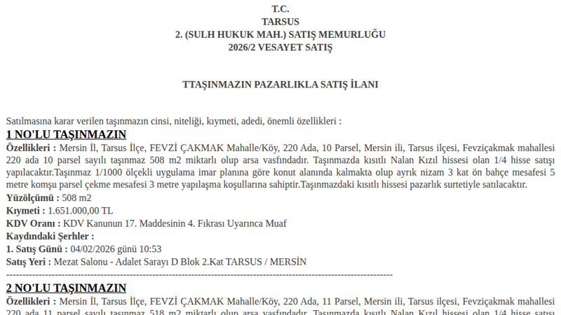 Konut - MERSİN TARSUS - 508 m²