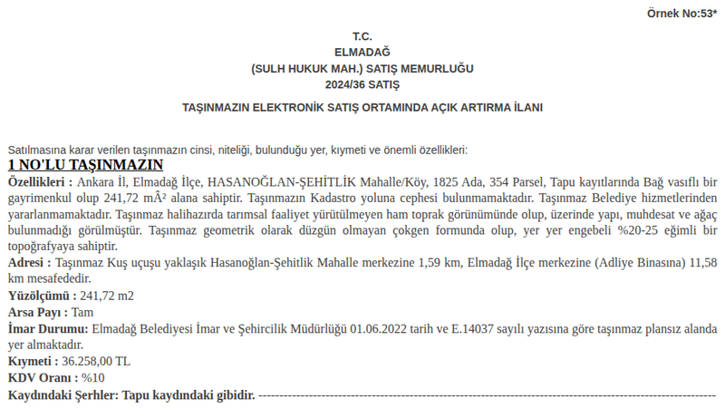 Arsa/Arazi - ANKARA ELMADAĞ - 241,72 m²