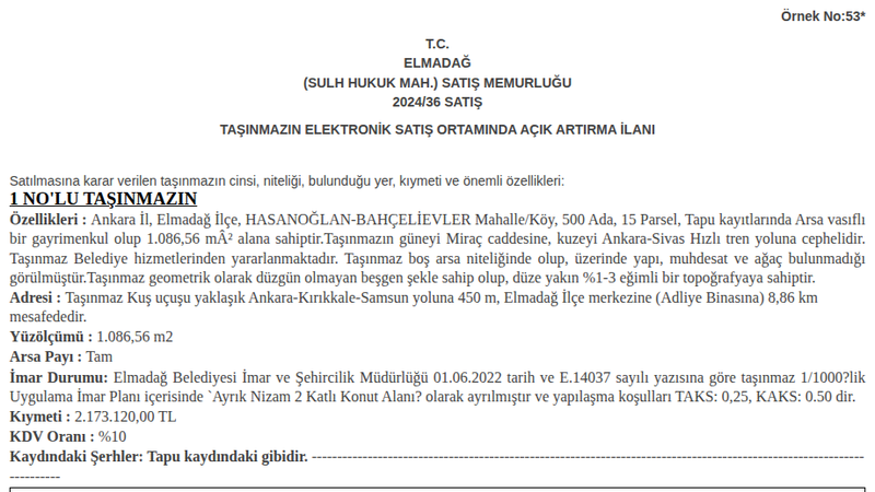 Konut - ANKARA ELMADAĞ - 86,56 m²