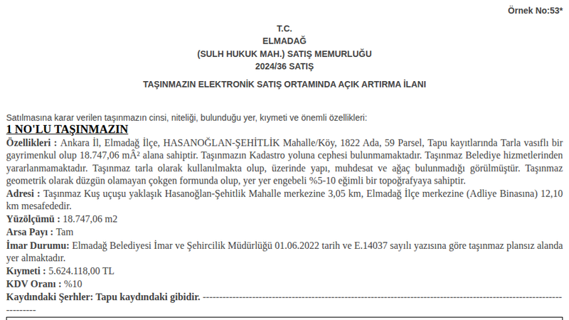 Arsa/Arazi - ANKARA ELMADAĞ - 747,06 m²