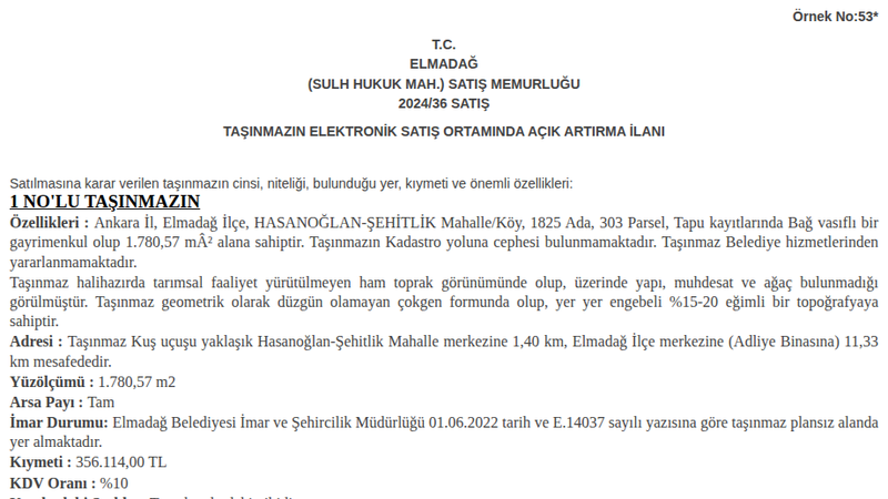 Arsa/Arazi - ANKARA ELMADAĞ - 780,57 m²